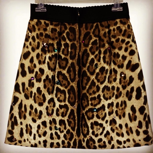 Dolce & Gabbana $1795 NWT Leopard Jeweled Skirt 4 - Picture 2 of 12